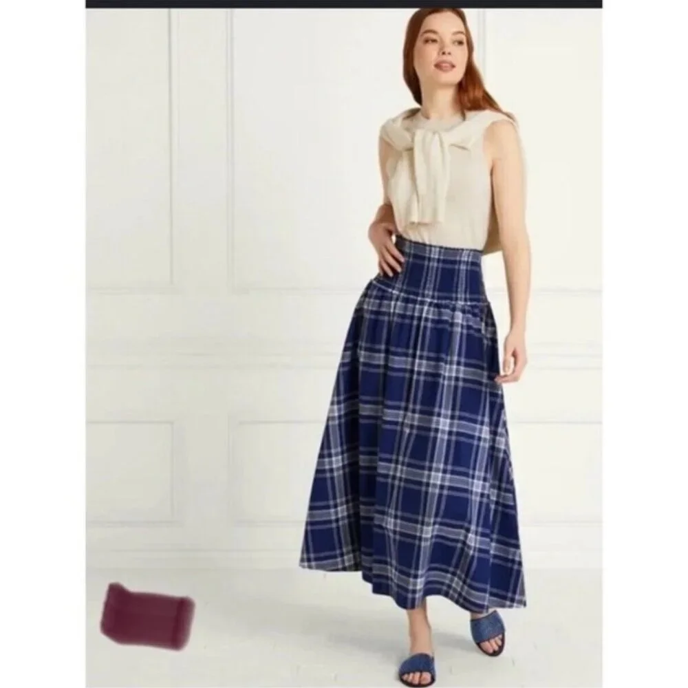 Hill House The Delphine Nap Skirt White and Blue Plaid – Size Small 1658 - Picture 2 of 10
